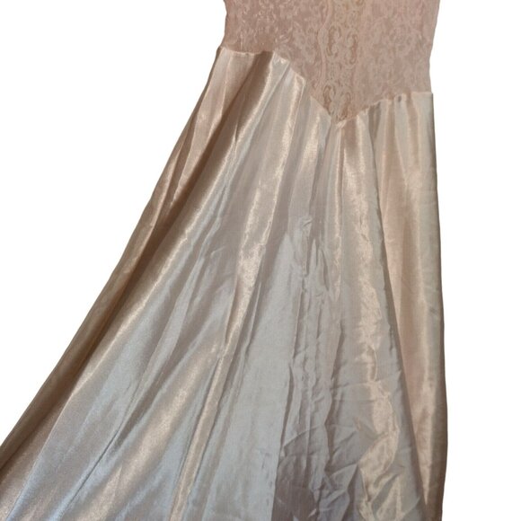 Cinema Etoile Nightgown S Pink Long Satin Lace Top Drop Waist Sexy Shimmer READ - Picture 8 of 13